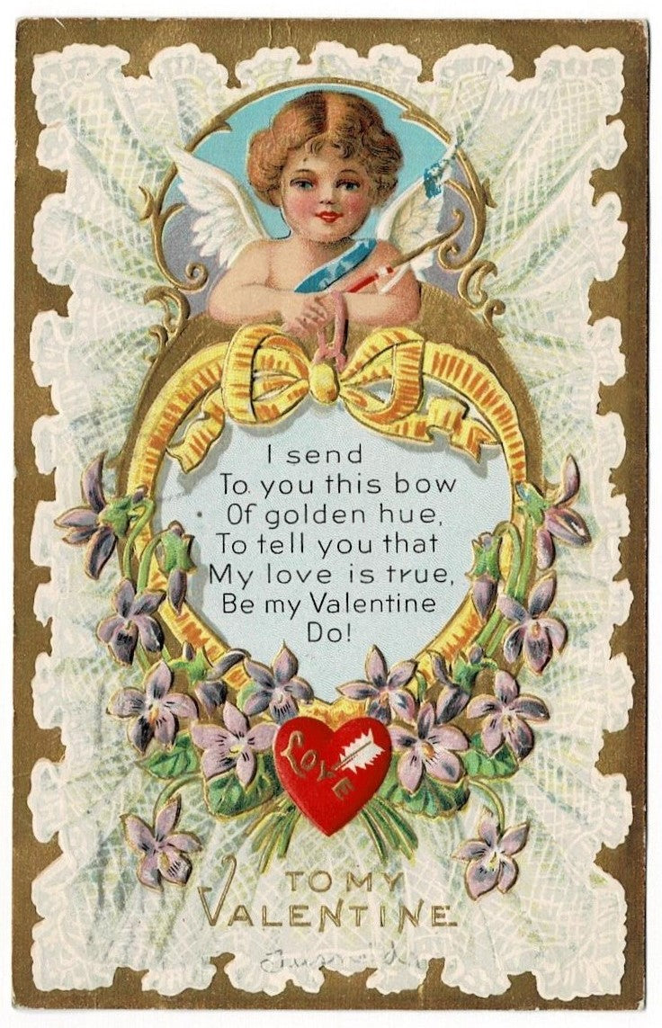 1909 Poem of Cupid's Love Valentine Vintage Postcard