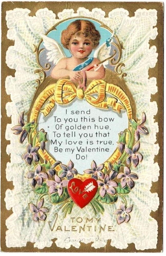 1909 Poem of Cupid's Love Valentine Vintage Postcard