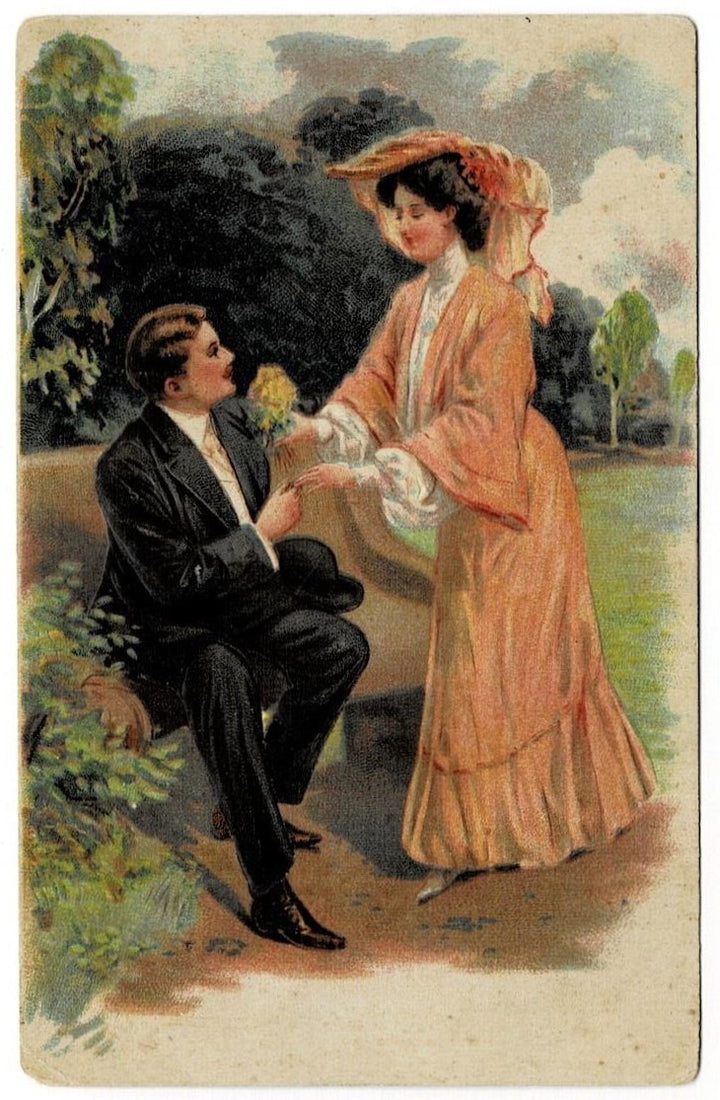 1908 Old Fashioned Romance Vintage Postcard