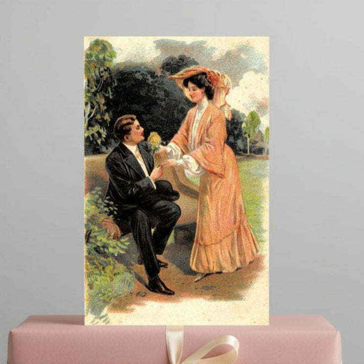 Vintage Valentine romance postcard.