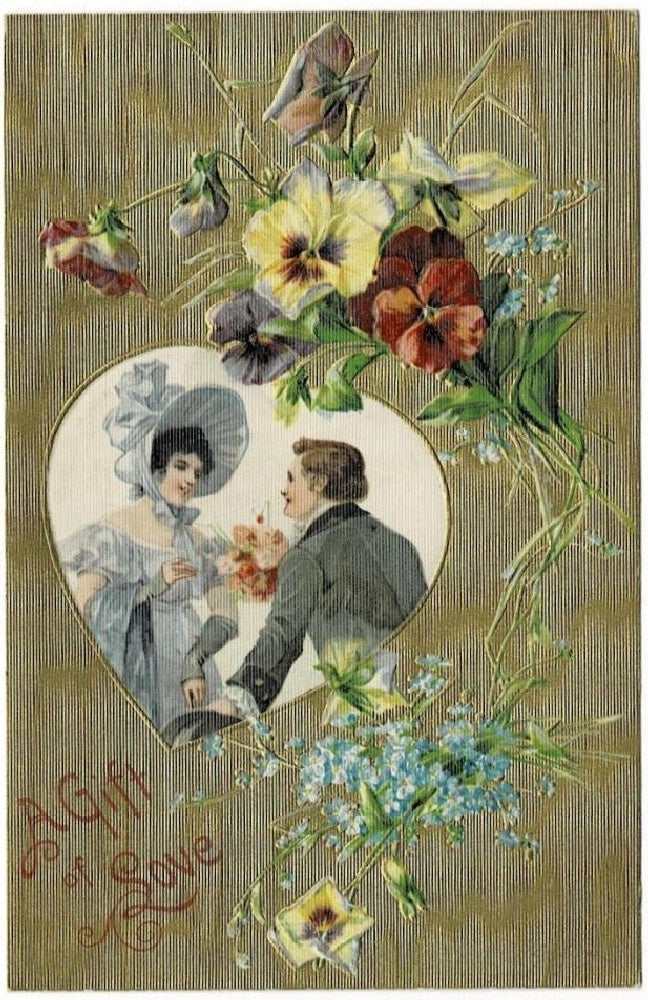Gilded Age Gift of Love Jane Austin Vintage Valentine Romance Postcard.