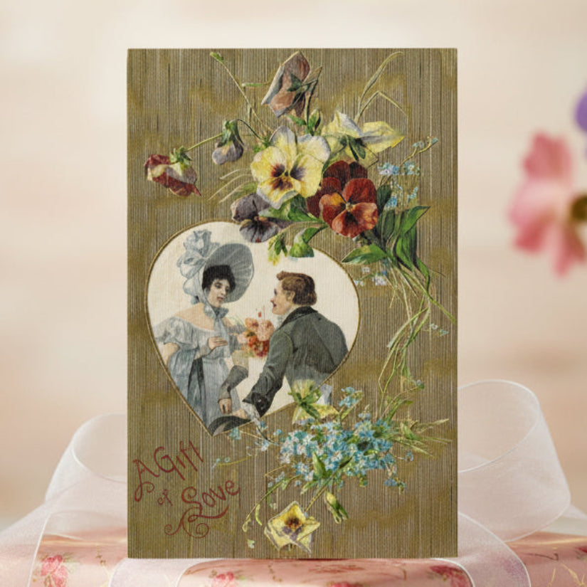 Gilded Age Gift of Love Jane Austin Vintage Valentine Romance Postcard.