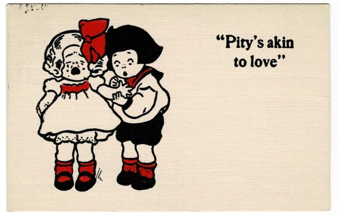 1907 Pity's Akin To Love Vintage Postcard Artist Signed Wells