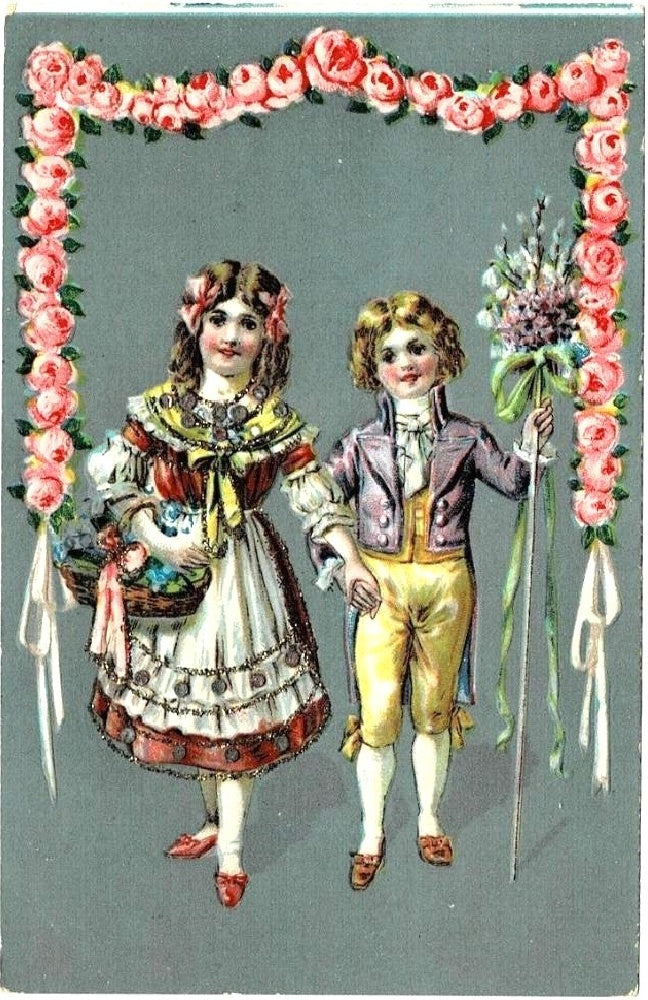 Antique, vintage valentine or Romance postcard.
