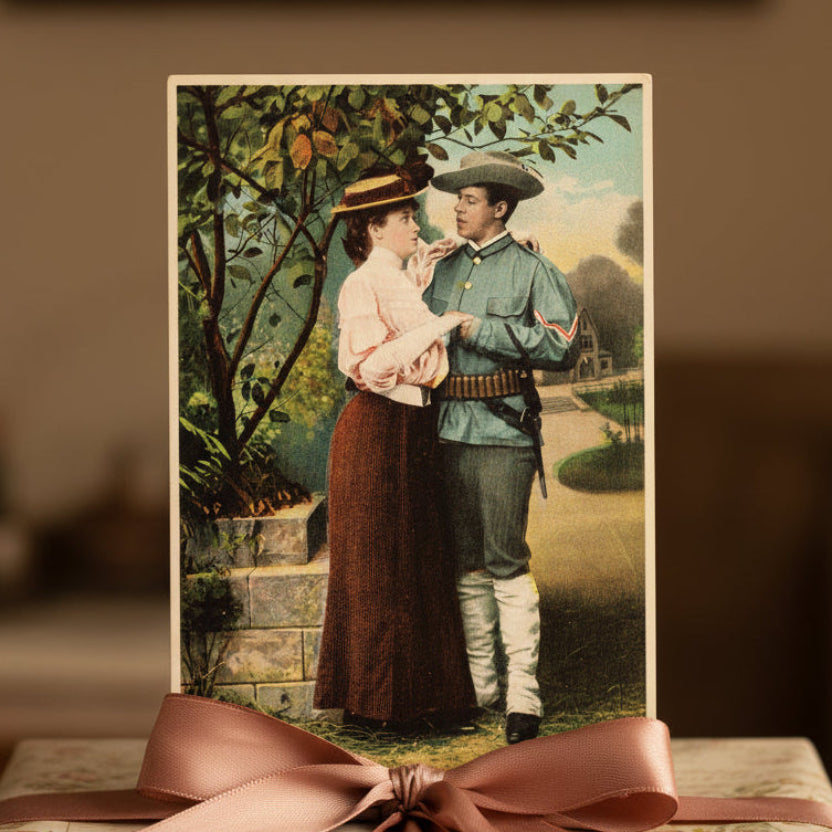 Vintage Valentiine, romance, or courtship postcard or card.