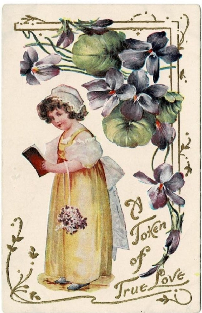 Vintage Valentine romance postcard.