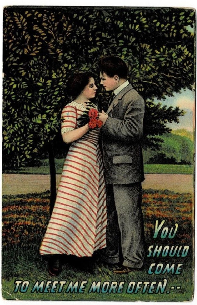 Vintage Valentine romance postcard.
