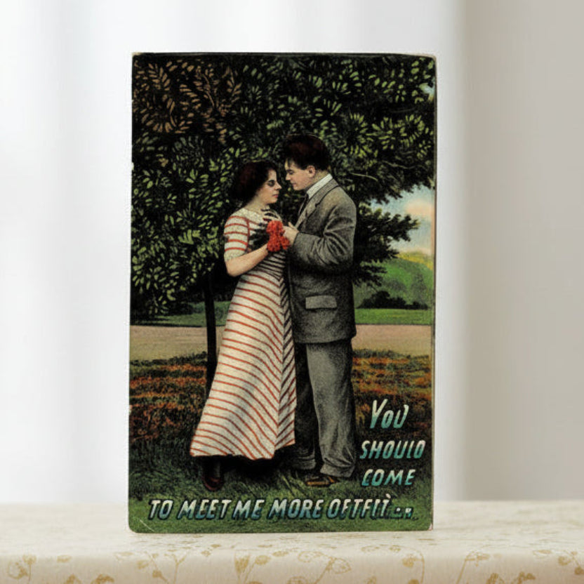 Vintage Valentine romance postcard.