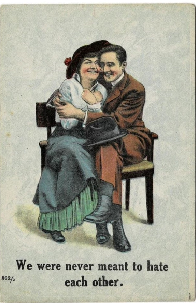 Vintage Valentine romance postcard.