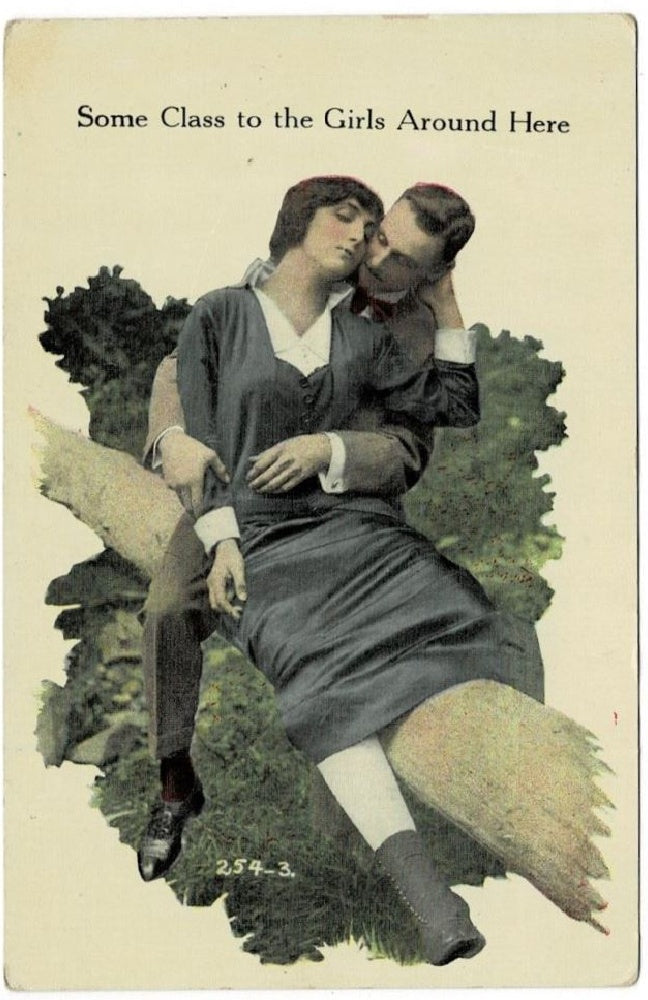 Antique, vintage Valentine, romance, or courtship postcard of couple.