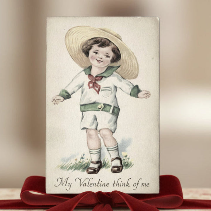 Vintage Valentine postcard, antique romance card.