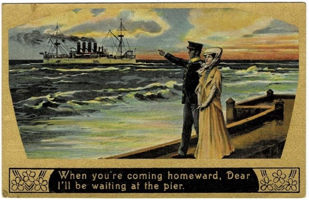 Antique, vintage valentine or Romance postcard.