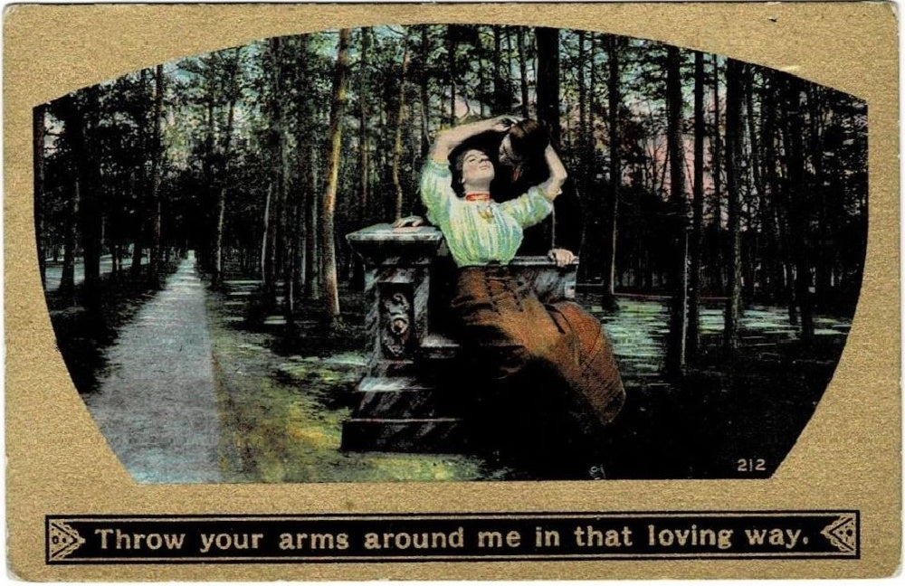 Antique, vintage valentine or Romance postcard.
