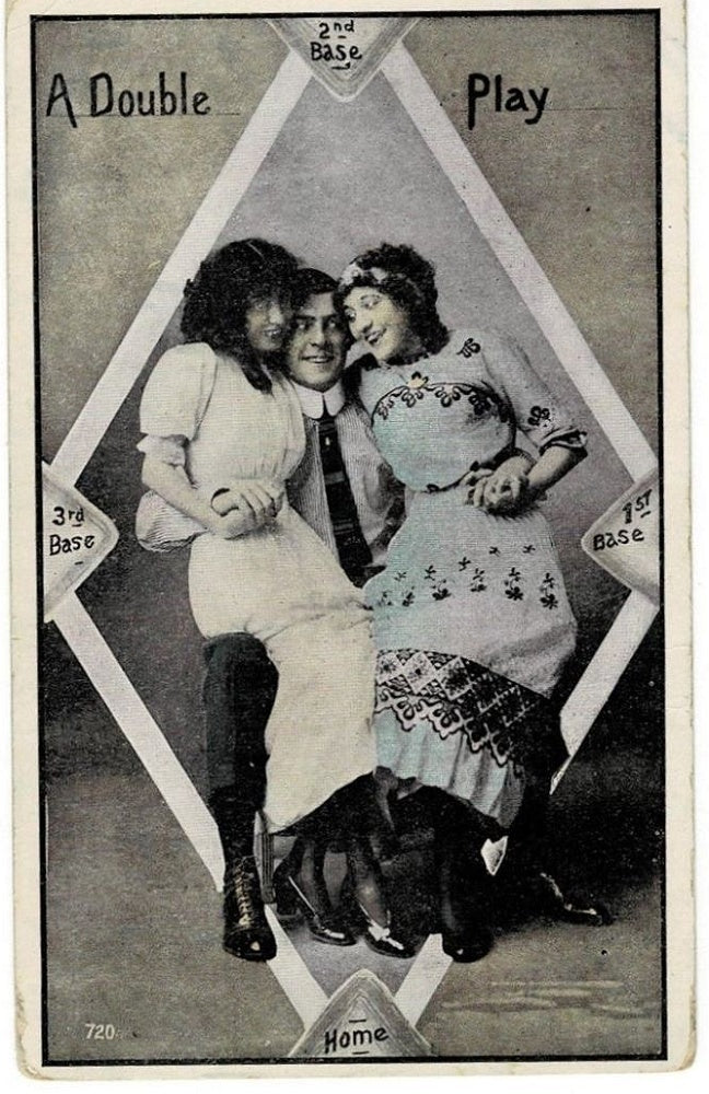 1909 Double Play Basedball Valentine or Romance Postcard