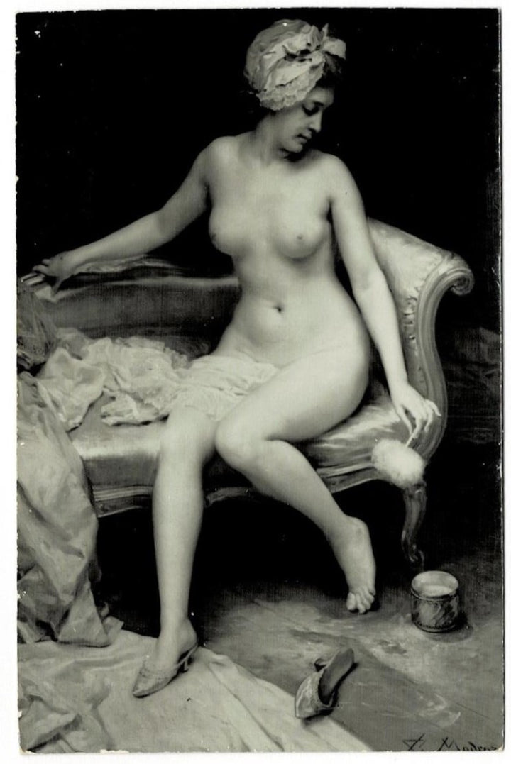 1910 After Bath by Madrazo Art Vintage Postcard RPPC