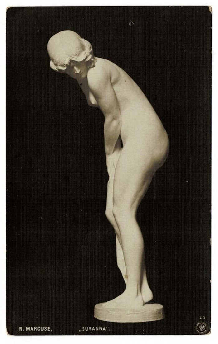 1902 Susanna by Marcuse Female Nude Vintage Art Postcard RPPC