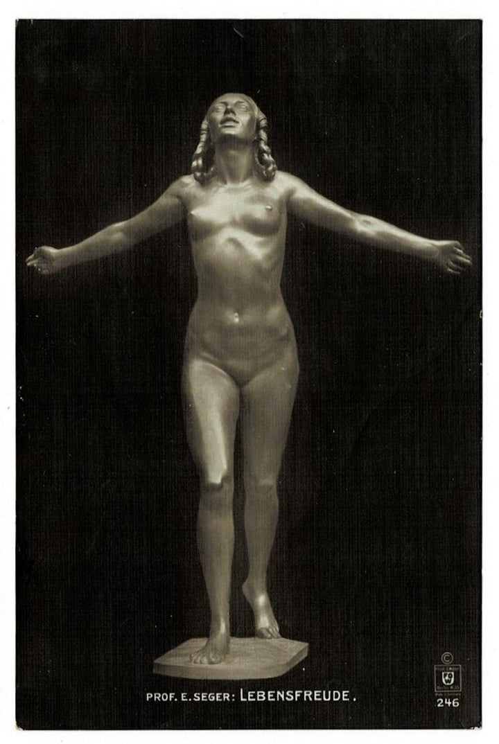 1902 Joy of Life by Seger Female Nude Vintage Art Postcard RPPC