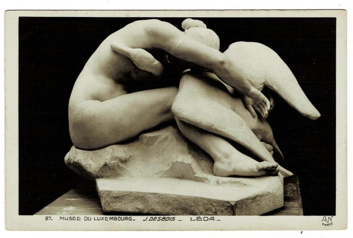 1906 Leda & Swan by Desbois Vintage Art Postcard RPPC