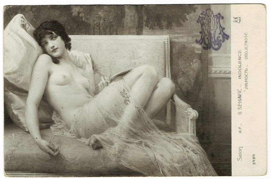 1907 Indolence by Seignac Vintage Art Postcard RPPC