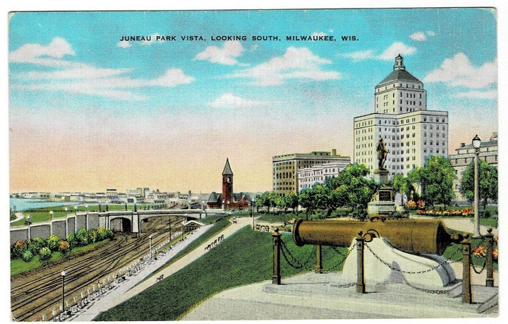 1930 Spanish Cannon Juneau Park Milwaukee Wisconsin Vintage Postcard