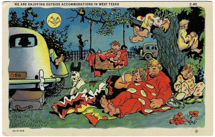 1934 Great Depression Era Homeless in Texas Vintage Comic Postcard