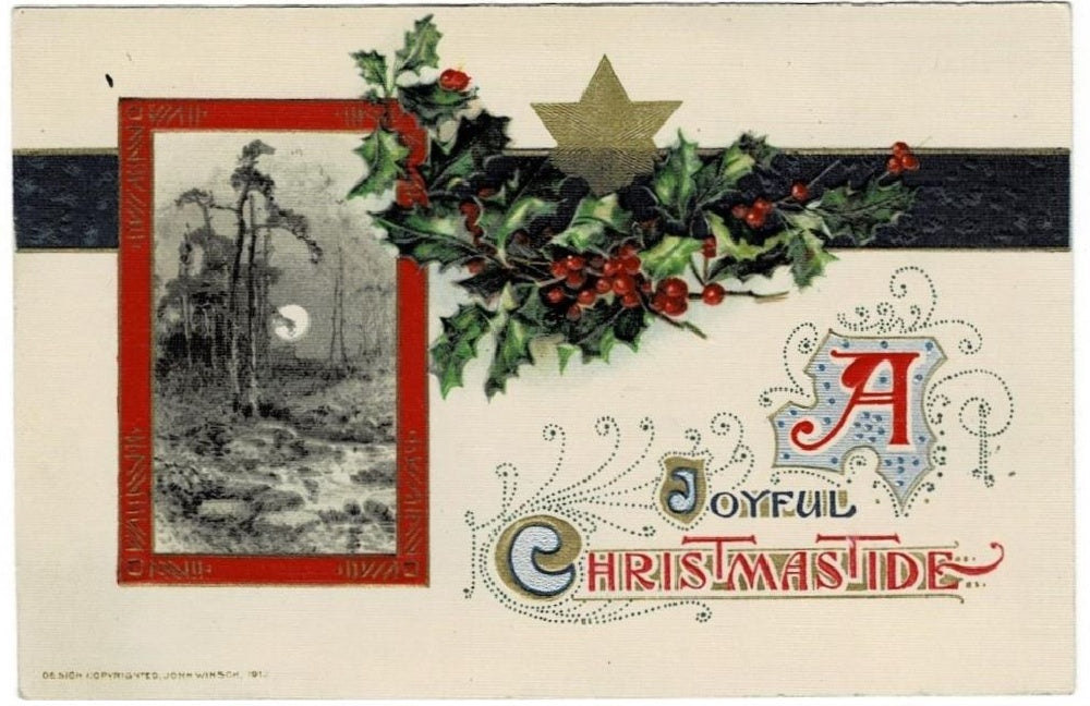 1912 Christmastide by Winsch Vintage Postcard.