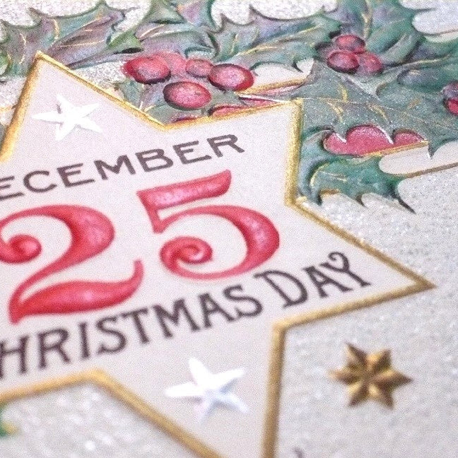 1909 Christmas Day December 25 Vintage Embossed and Gilded Postcard.