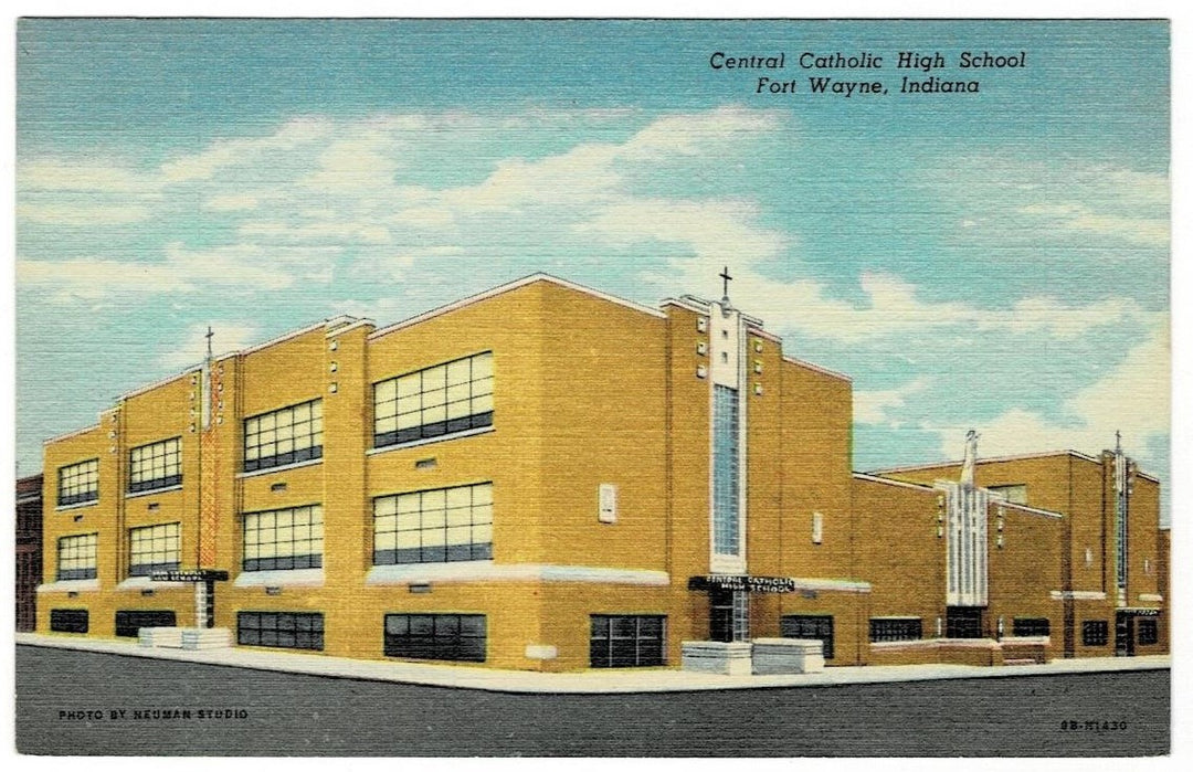 1949 Central Catholic High School Fort Wayne Indiana Vintage Postcard
