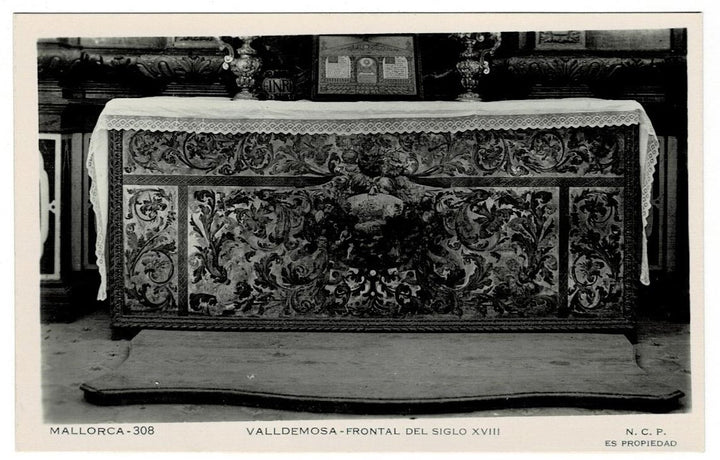 1934 Altar Valldemossa Mallorca Spain Vintage Postcard RPPC Zerkowitz