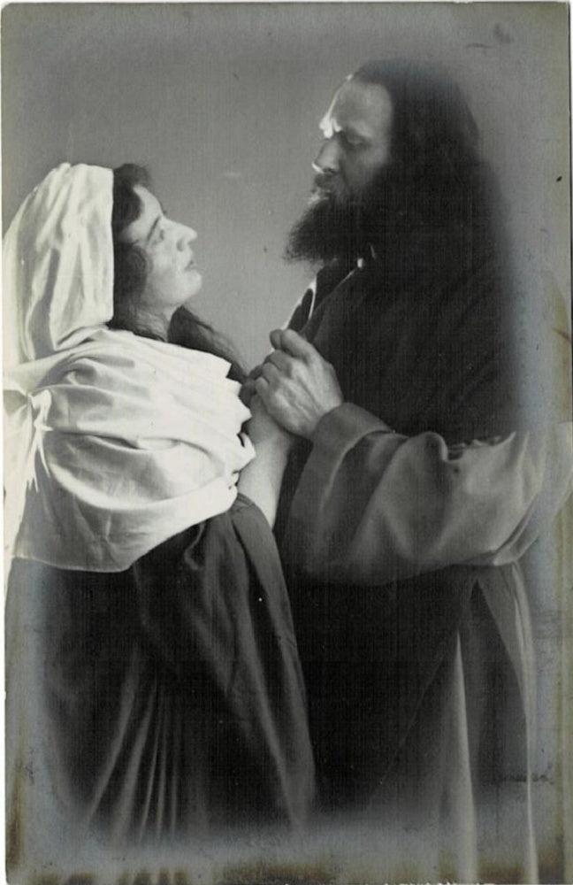 1910 Passion Play Oberammergau Germany Vintage Christmas Postcard Mary Jesus RPPC.