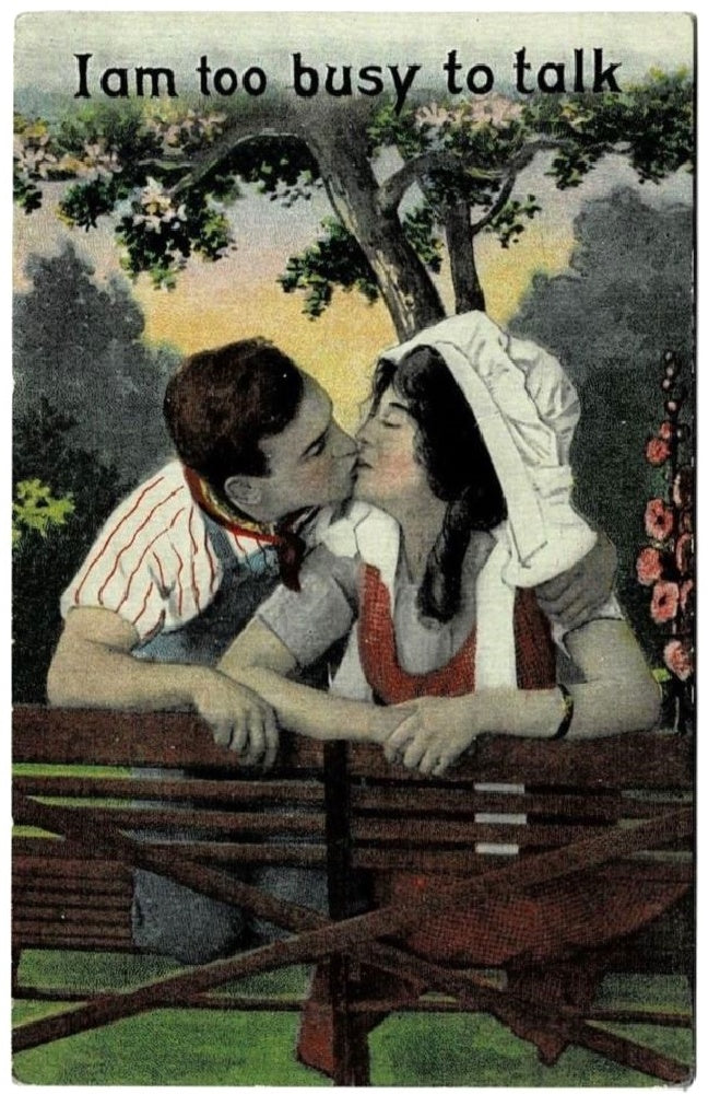 Vintage Valentine postcard, antique romance card.