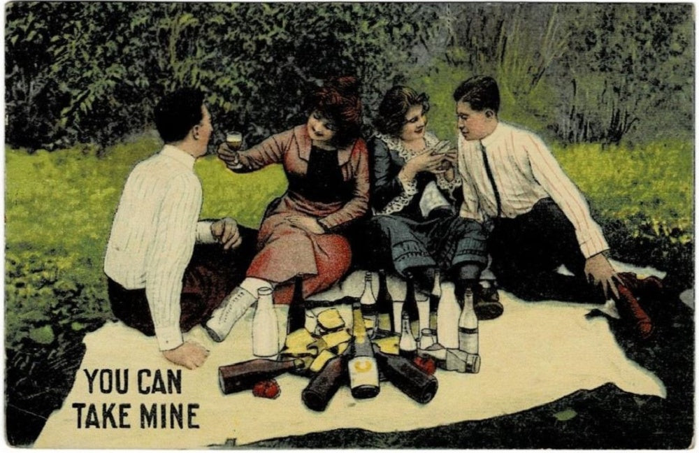 Vintage Valentine postcard, antique romance card.