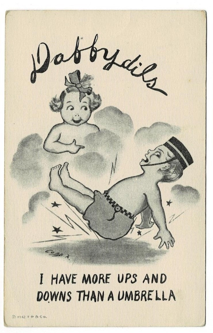 1913 Ups & Downs Daffydills Vintage Postcard by Cobb X