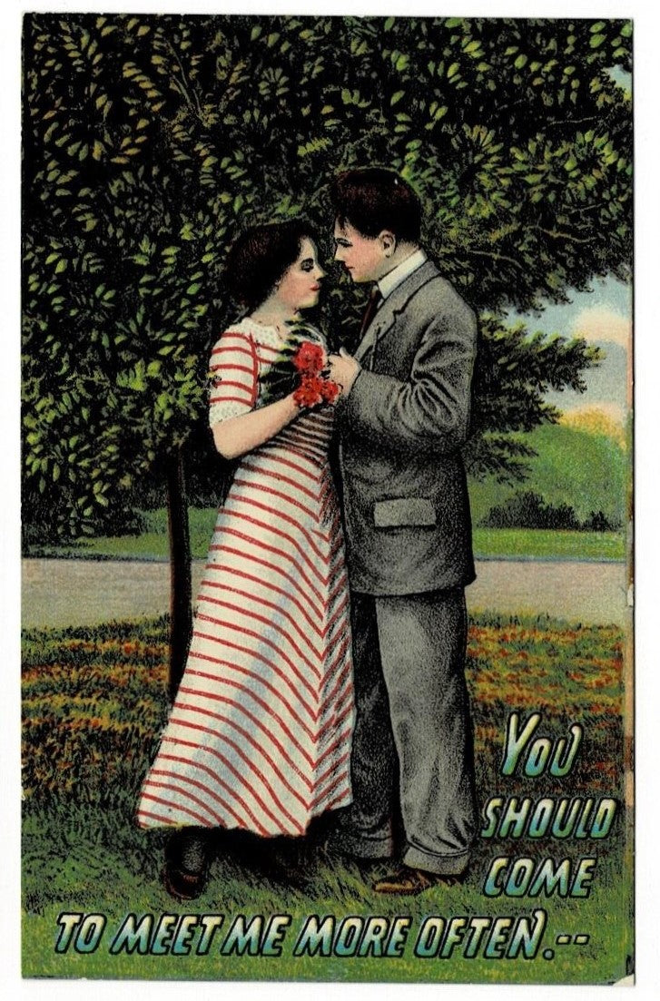 1912 Romantic Rendezvous Vintage Romance Postcard