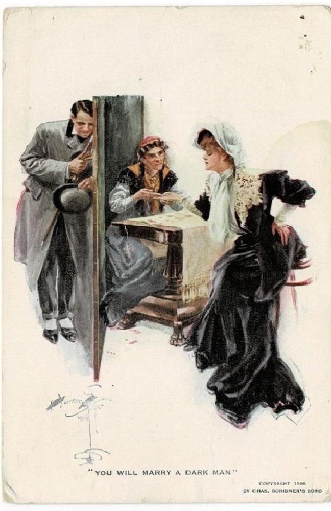 Vintage Valentine postcard, antique romance card.