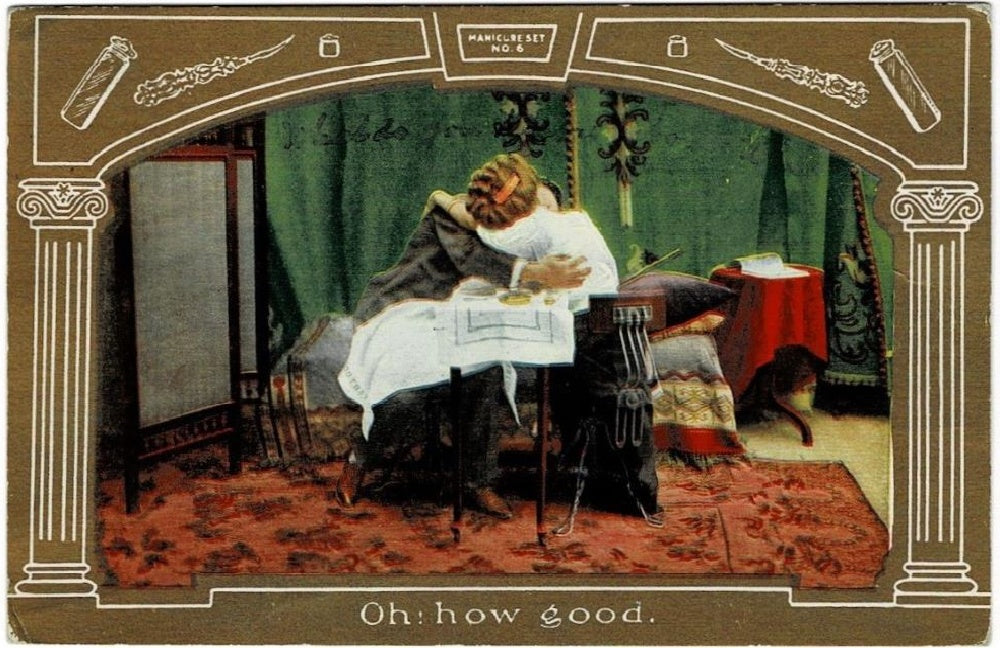 Vintage Valentine postcard, antique romance card.