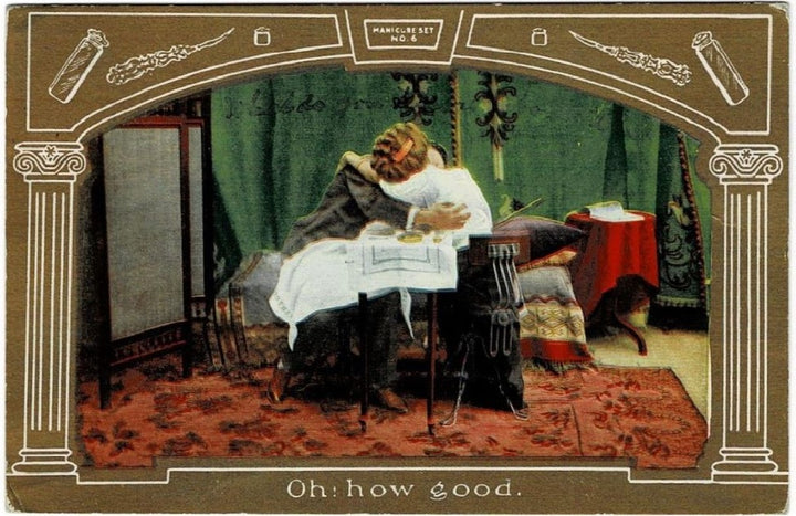 Vintage Valentine postcard, antique romance card.