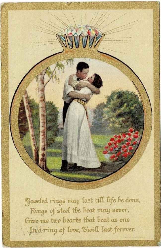 1910 Engagement Ring Poem Romance Postcard