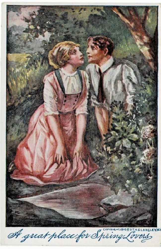 Vintage Valentine, Romance card, , antique holiday card.