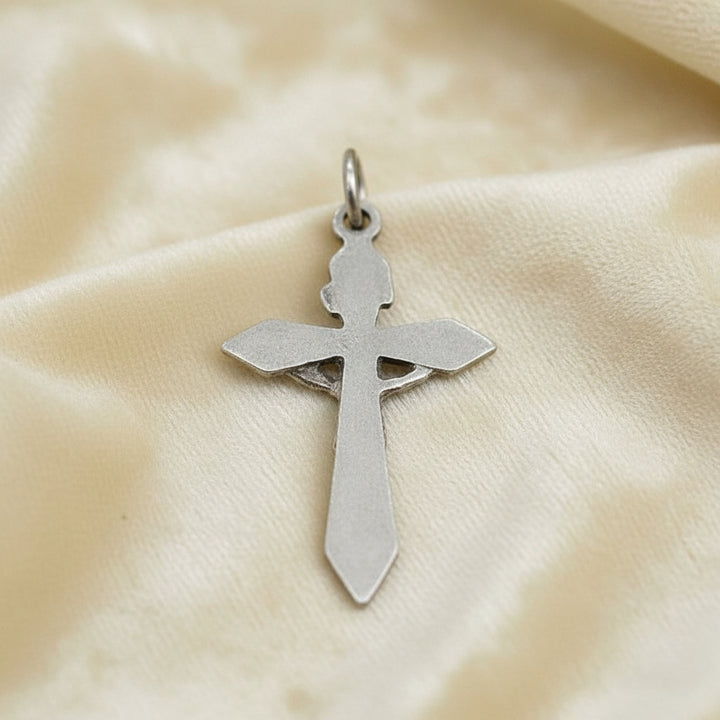 WWII 1940s Vintage Art Deco Catholic Crucifix Pendant Eloxal Aluminum Religious Medal