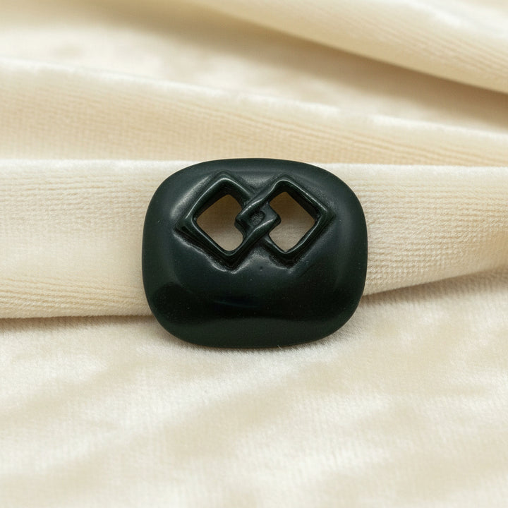 Black Ceramic Endless Knot Pendant, Handmade Amulet, Vintage Chinese New Year Jewelry.