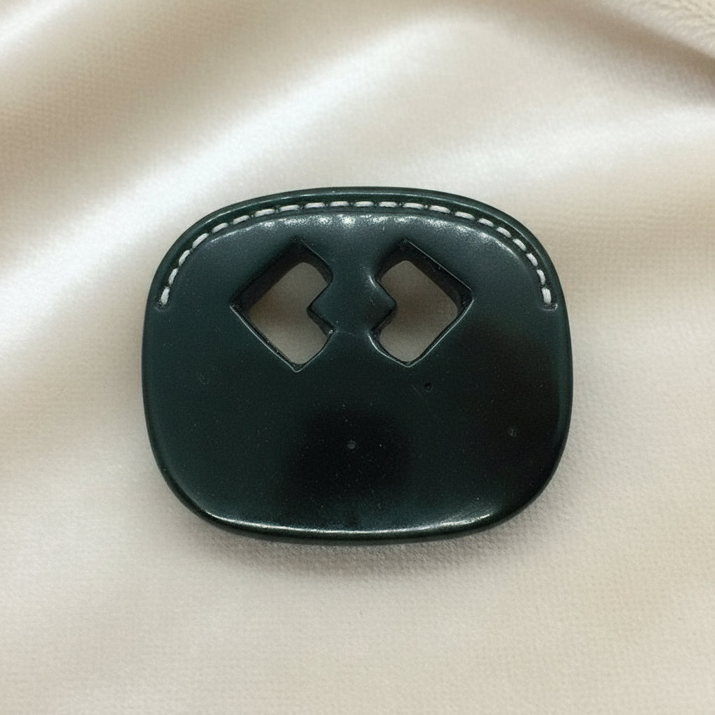 Black Ceramic Endless Knot Pendant, Handmade Amulet, Vintage Chinese New Year Jewelry.