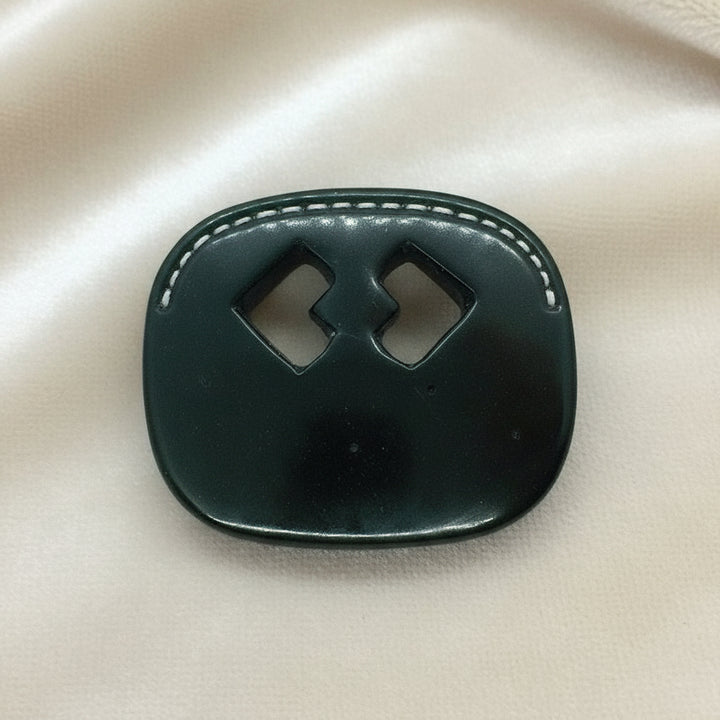 Black Ceramic Endless Knot Pendant, Handmade Amulet, Vintage Chinese New Year Jewelry.