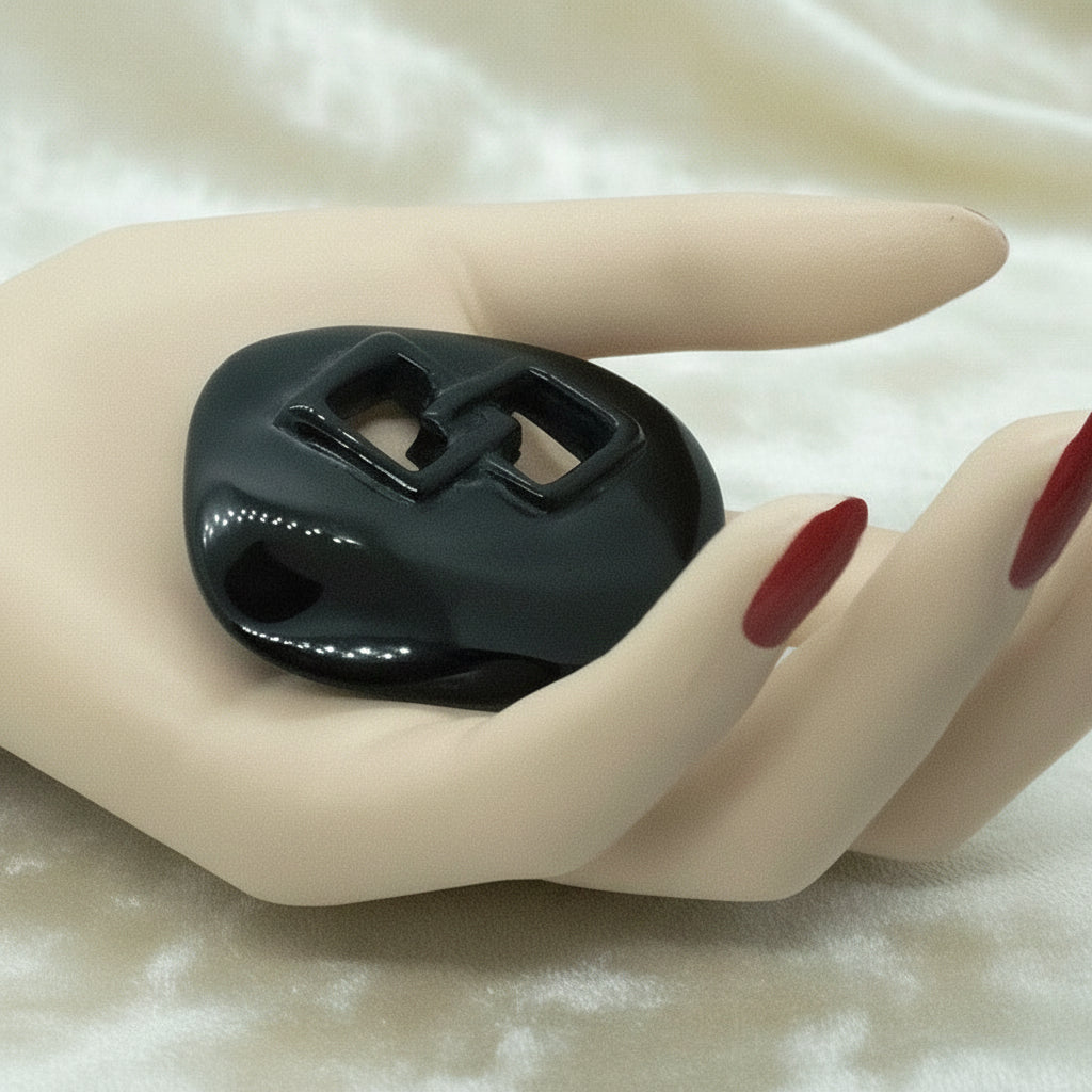 Black Ceramic Endless Knot Pendant, Handmade Amulet, Vintage Chinese New Year Jewelry.