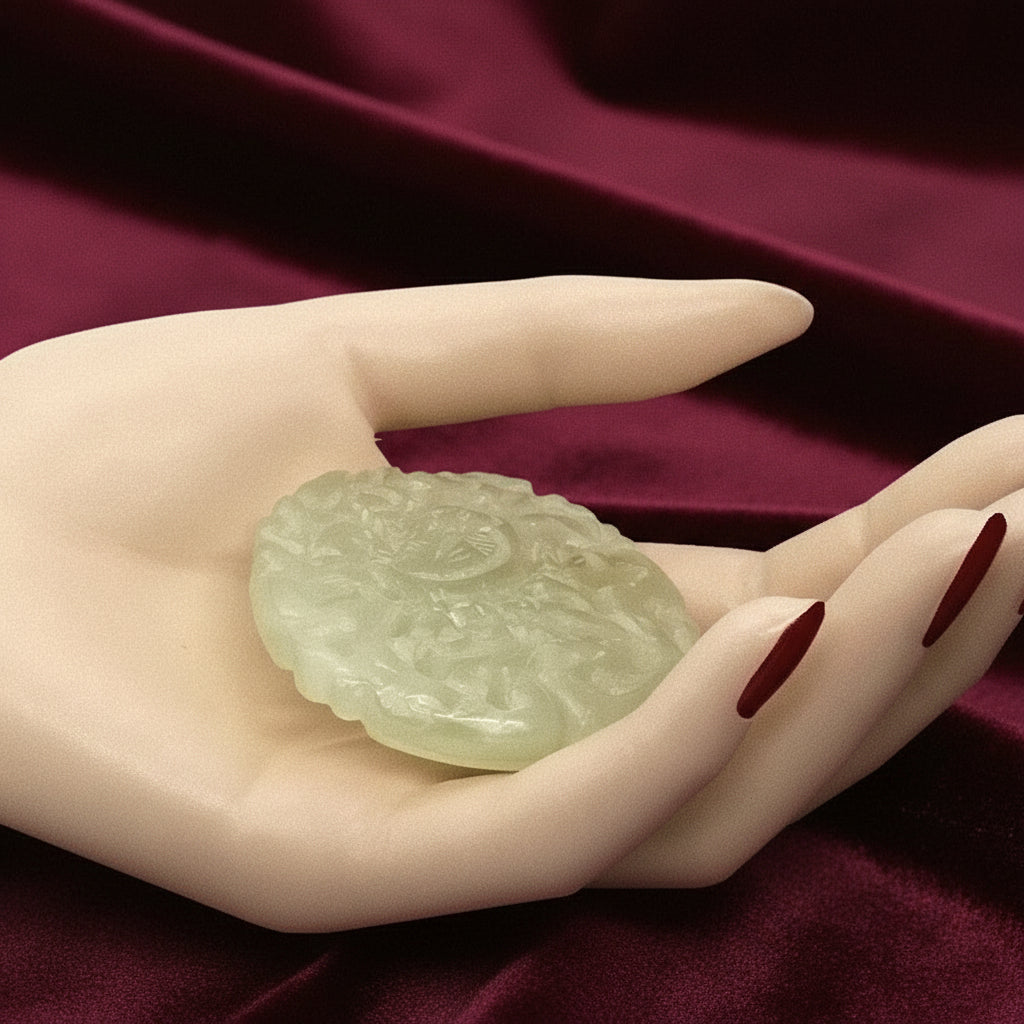 1980s Vintage Chinese Import Auspicious Bowenite Fish Amulet Pendant.