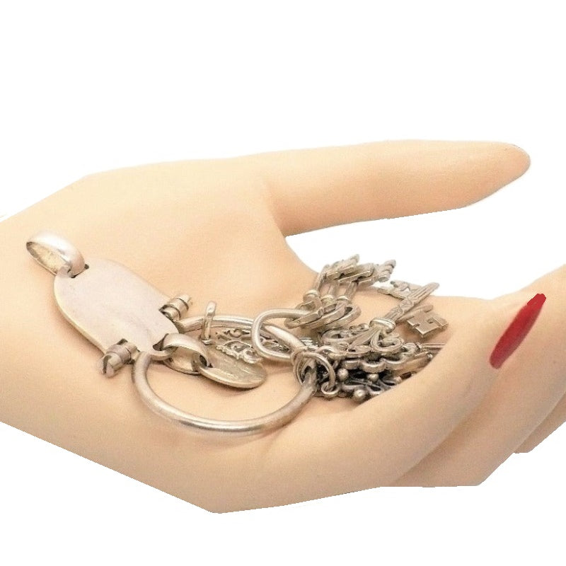 Sterling Chatelaine Skeleton Keys Pendant, 1970.