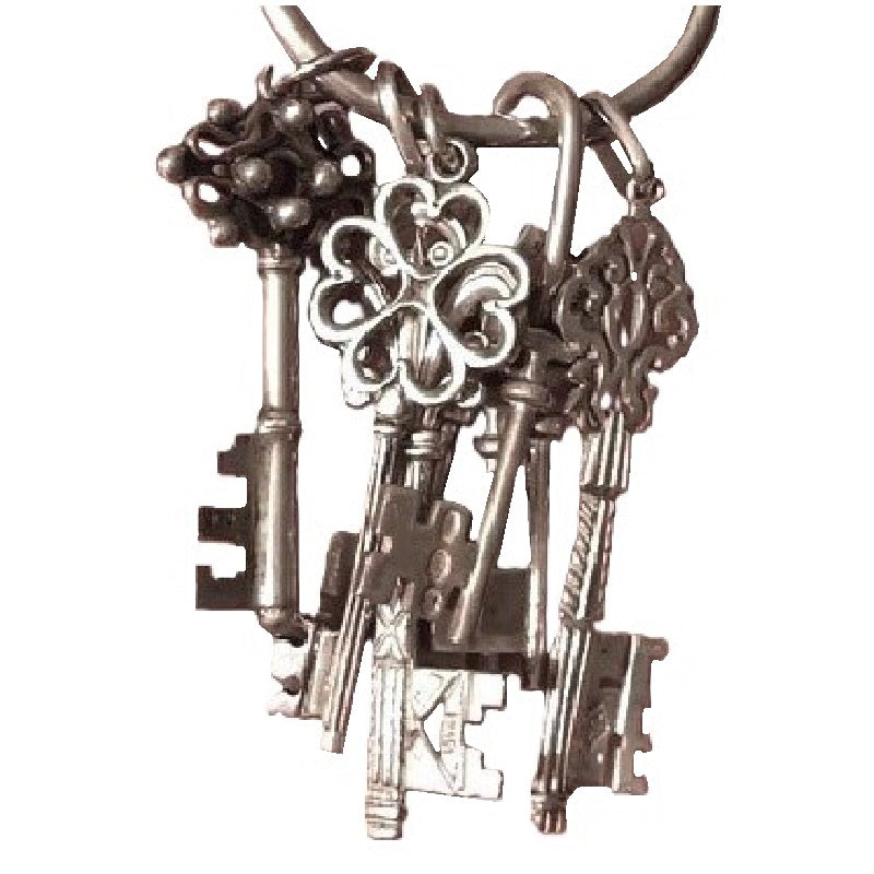 Sterling Chatelaine Skeleton Keys Pendant, 1970.