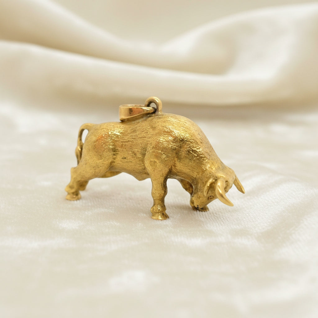 18k Gold Bull Pendant, Gift For Taurus, Solid Gold Jewelry.