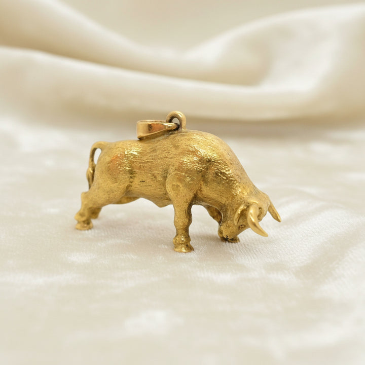 18k Gold Bull Pendant, Gift For Taurus, Solid Gold Jewelry.