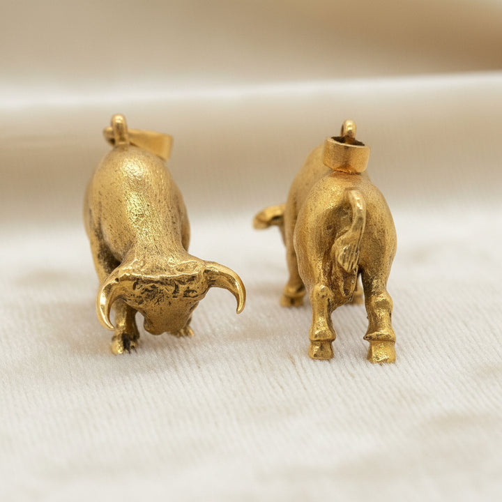 18k Gold Bull Pendant, Gift For Taurus, Solid Gold Jewelry.